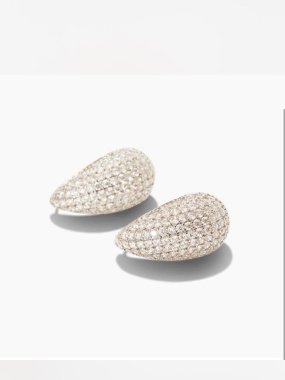Jewels by Sunaina Narnia studs Pavé Teardrop Dome Earrings in White Crystal